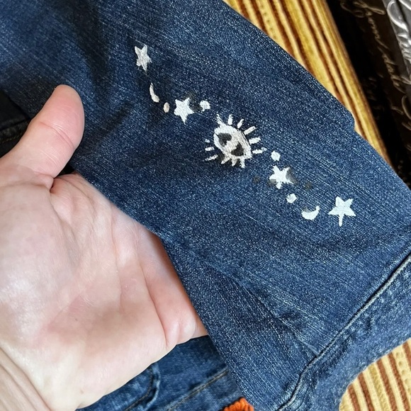 Rare Halloween Forever Chaps blue jean denim jacket costume cat wow Large - Picture 6 of 9